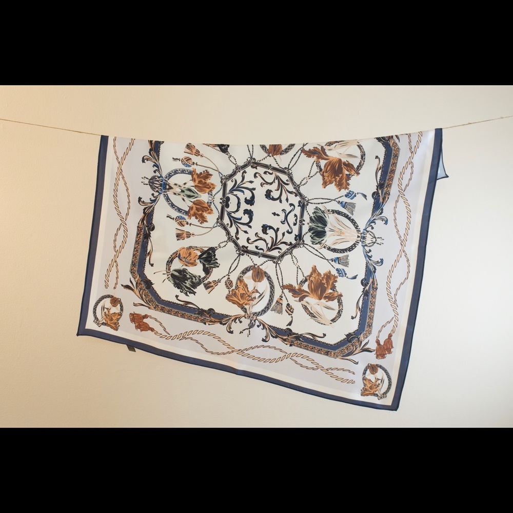 🆕brown&blue kapok square scarf/wrap